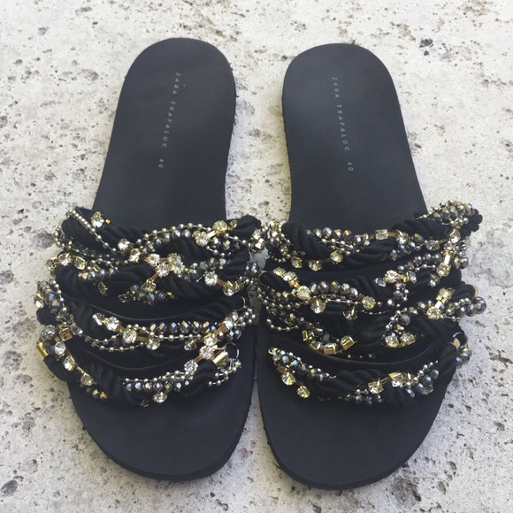 zara bejewelled sandals